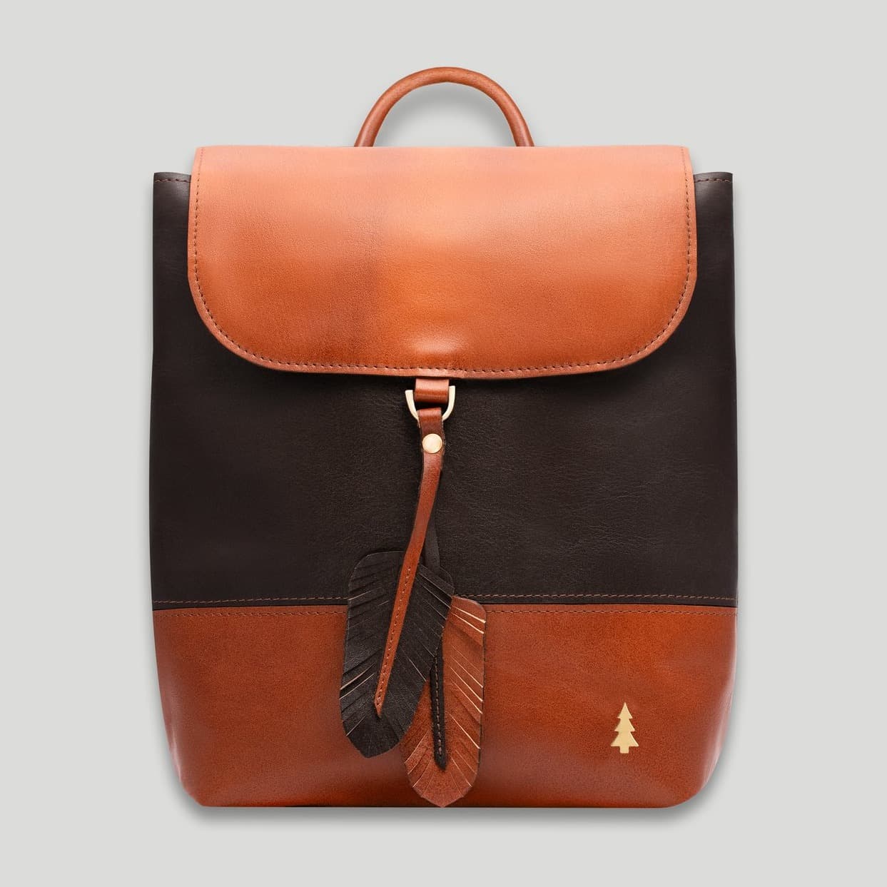 ARAS PINE Feather Backpack — tan & brown
