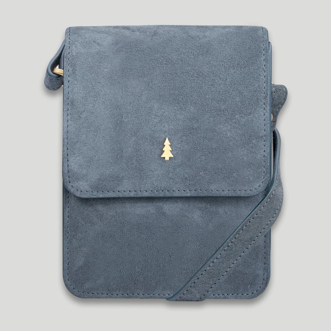 ARAS PINE Cielo Crossbody — blue-grey suede