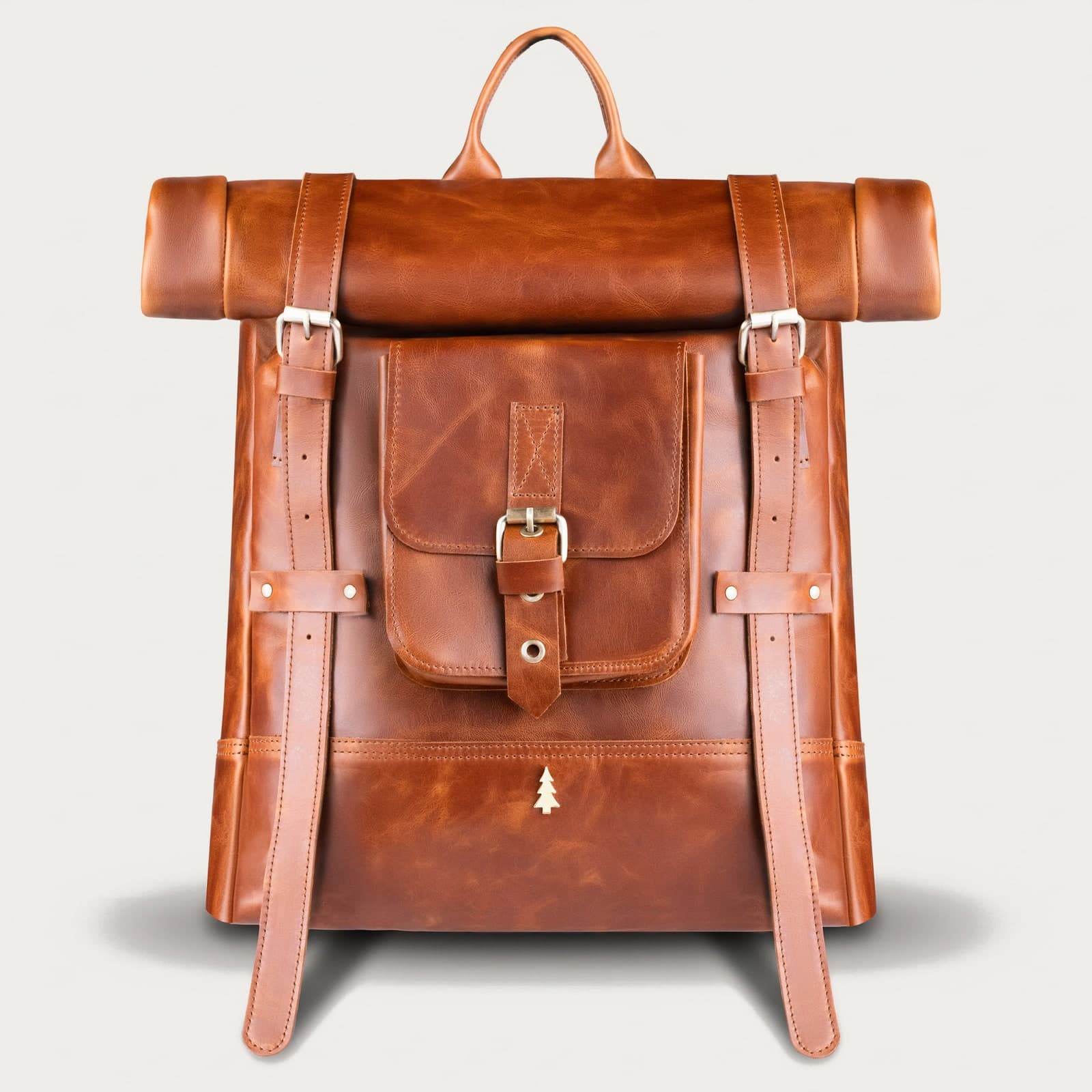 ARAS PINE Elvar Backpack — honey leather — leather backpack, handmade in Türkiye