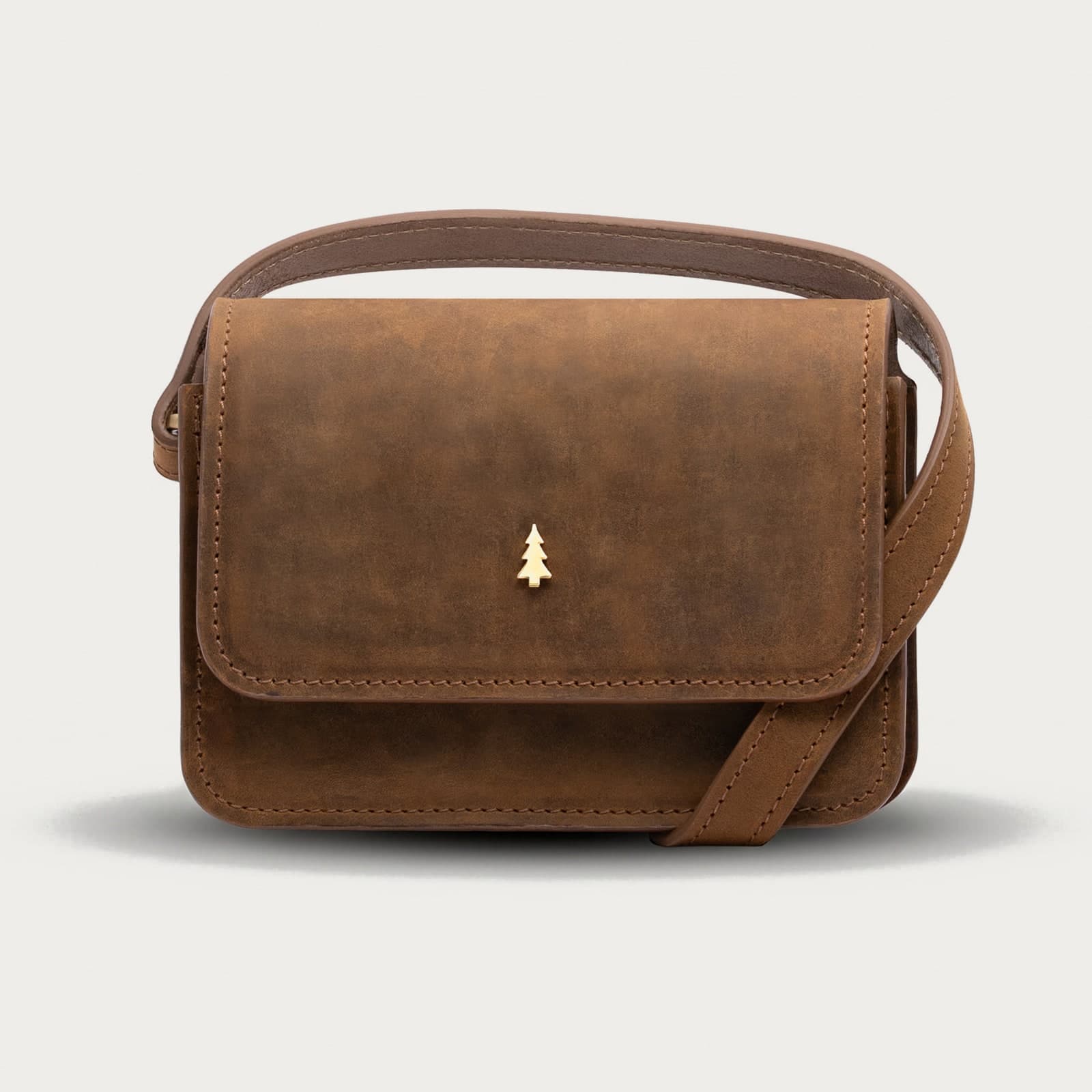 ARAS PINE Devon Crossbody — distressed brown — leather crossbody bag, handmade in Türkiye