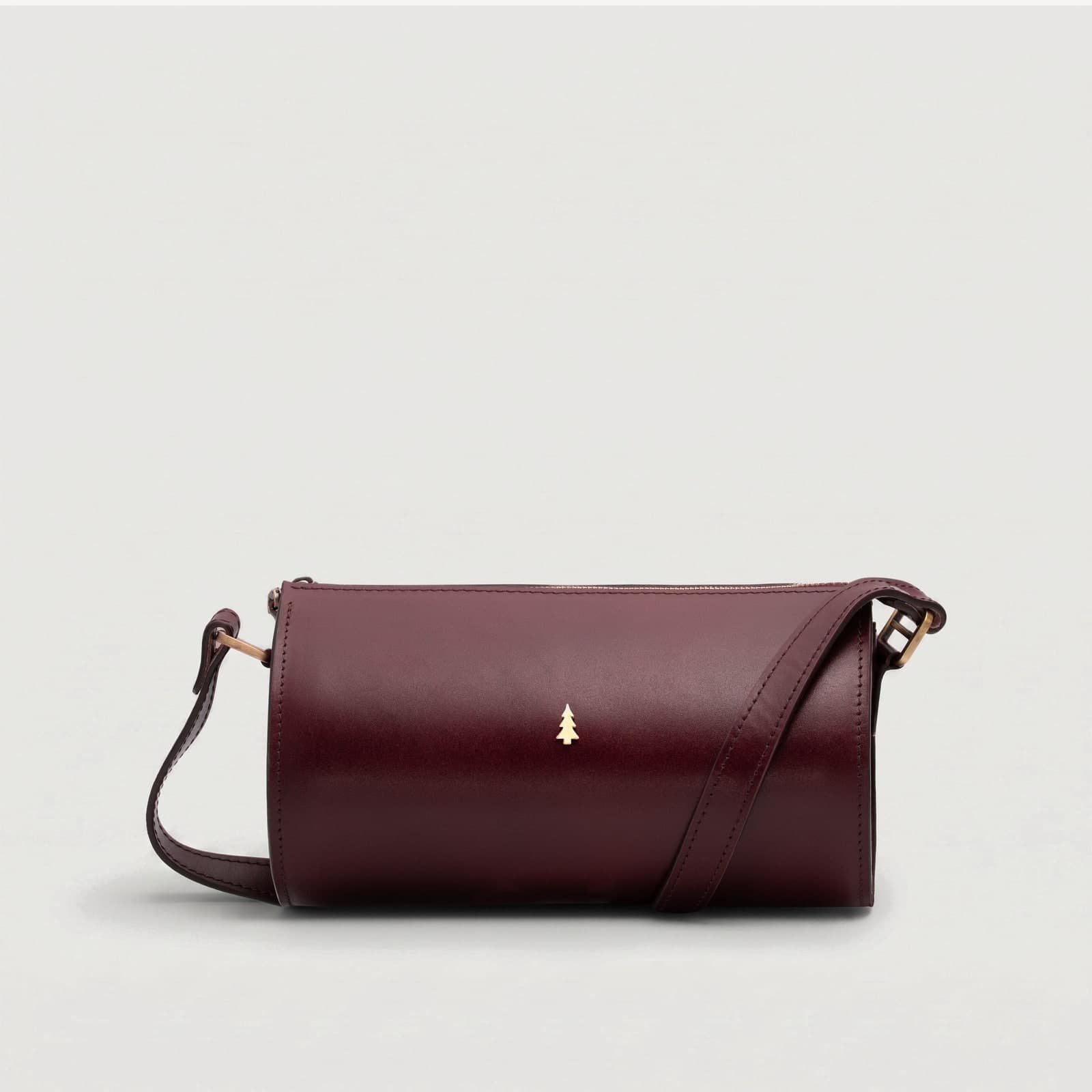 ARAS PINE Crossbody — burgundy barrel — leather crossbody bag, handmade in Türkiye