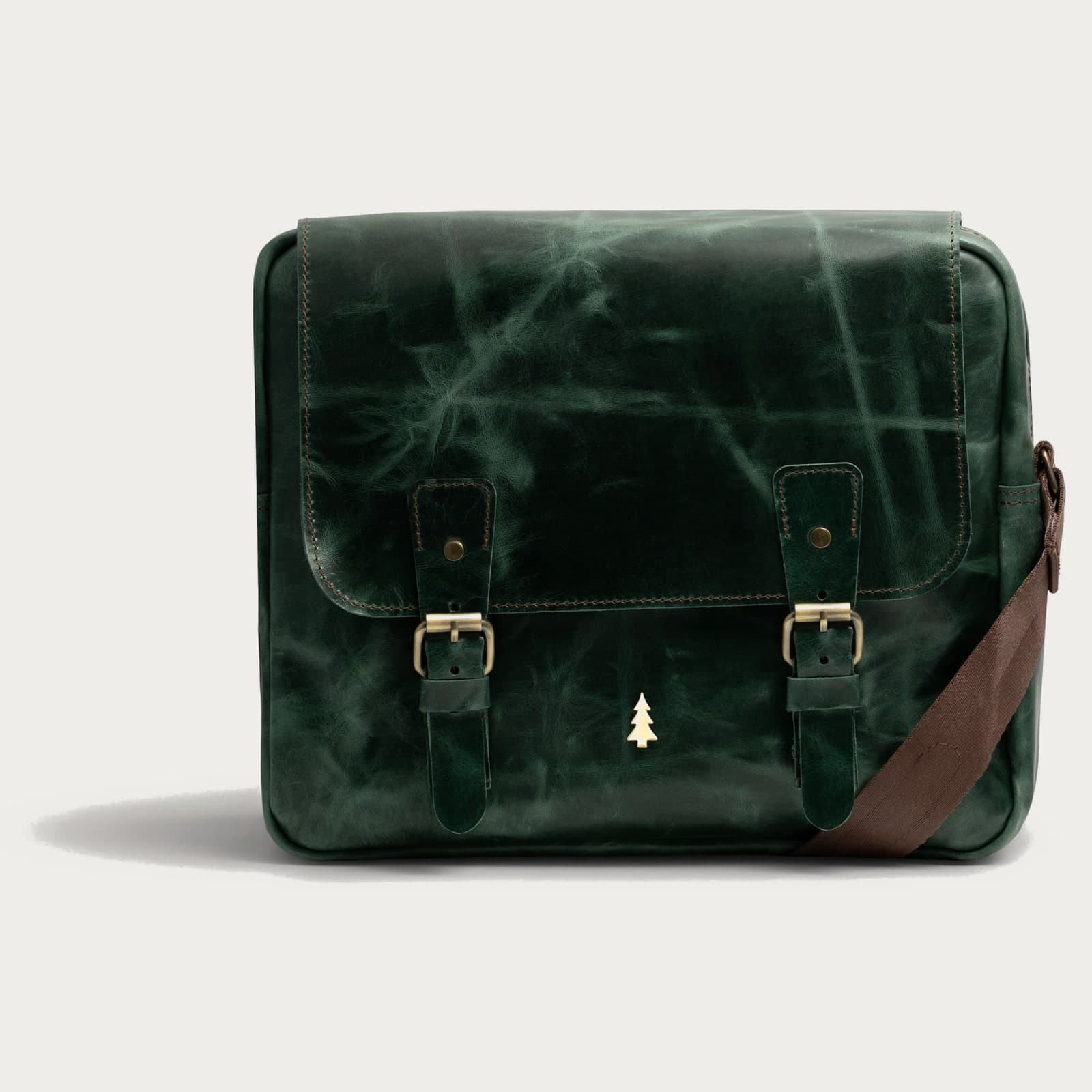 ARAS PINE Bellune Messenger — forest green — leather messenger bag, handmade in Türkiye