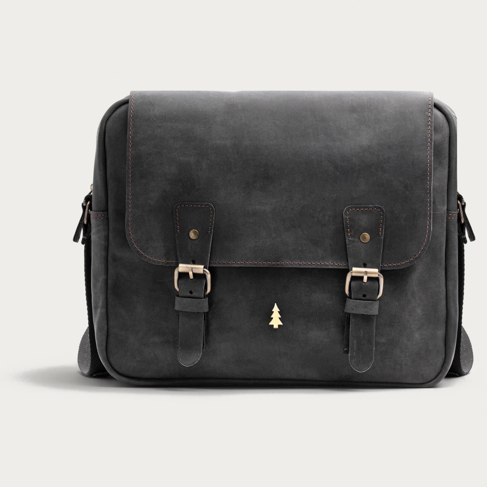 ARAS PINE Bellune Messenger — dark grey nubuck — leather messenger bag, handmade in Türkiye