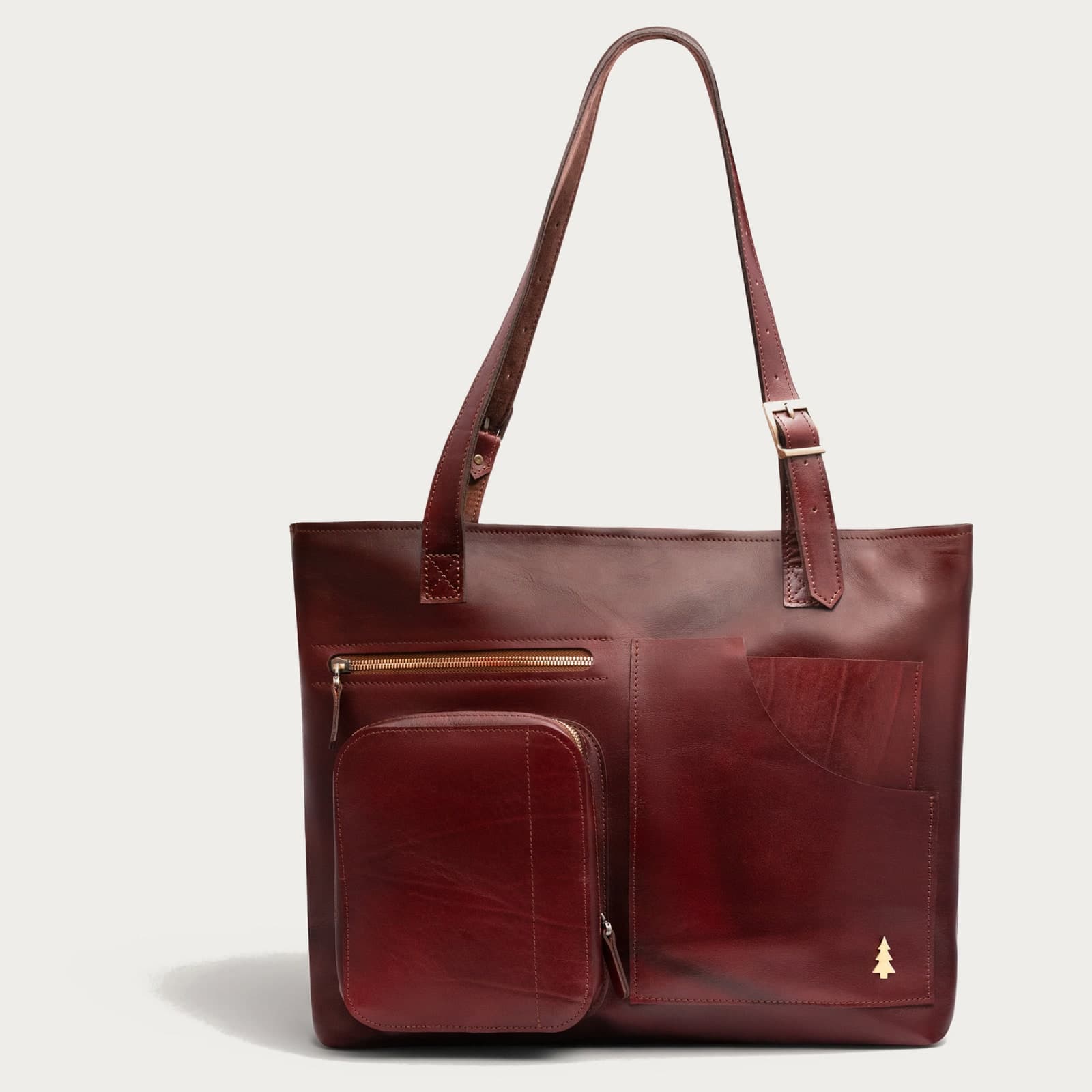ARAS PINE Lorena Tote Bag — maroon — leather tote, handmade in Türkiye