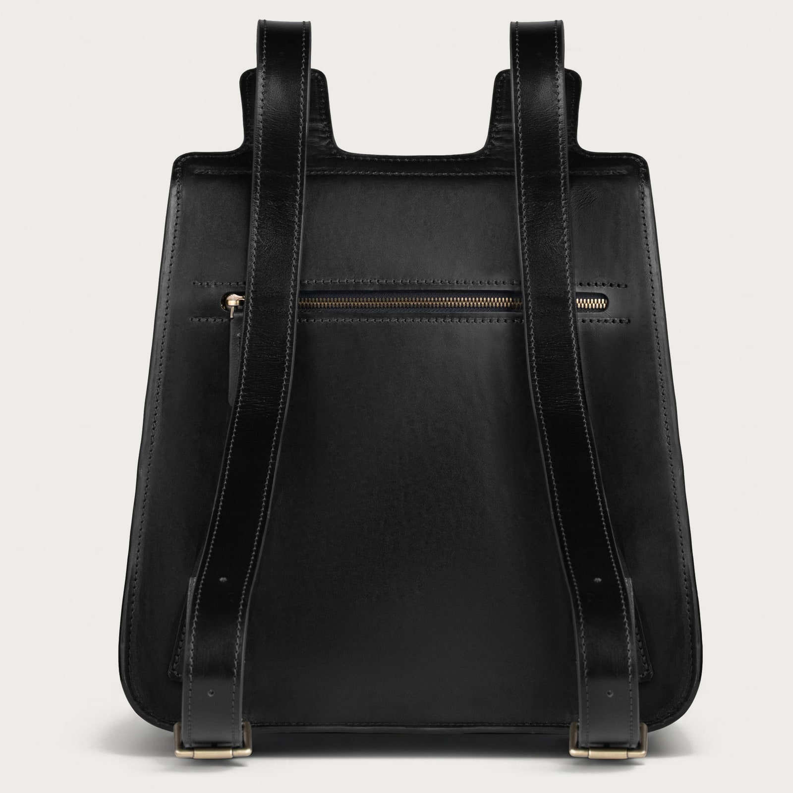 ARAS PINE Valerio Backpack — black, back — leather backpack (back view), handmade in Türkiye