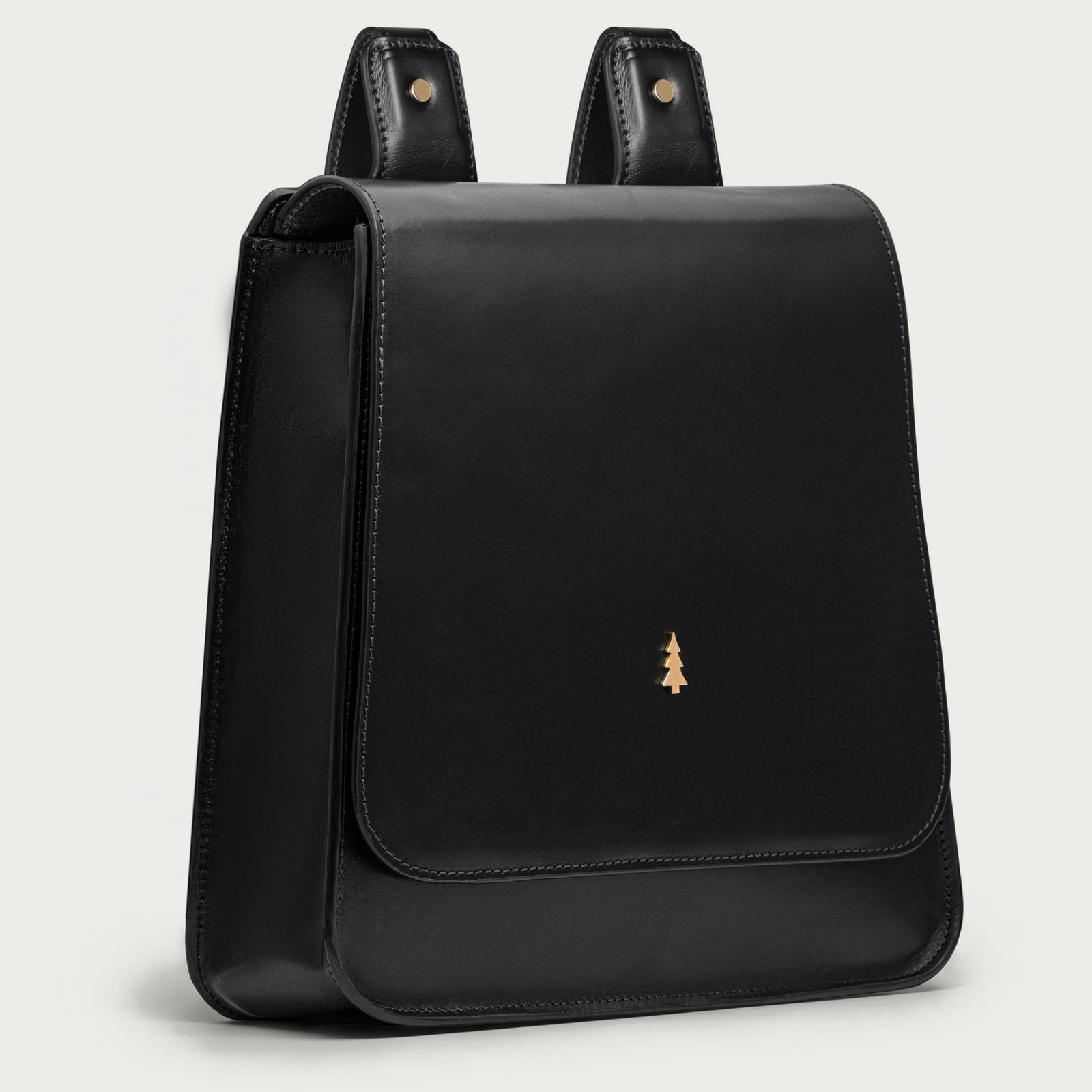 ARAS PINE Valerio Backpack — black, side — leather backpack (side view), handmade in Türkiye