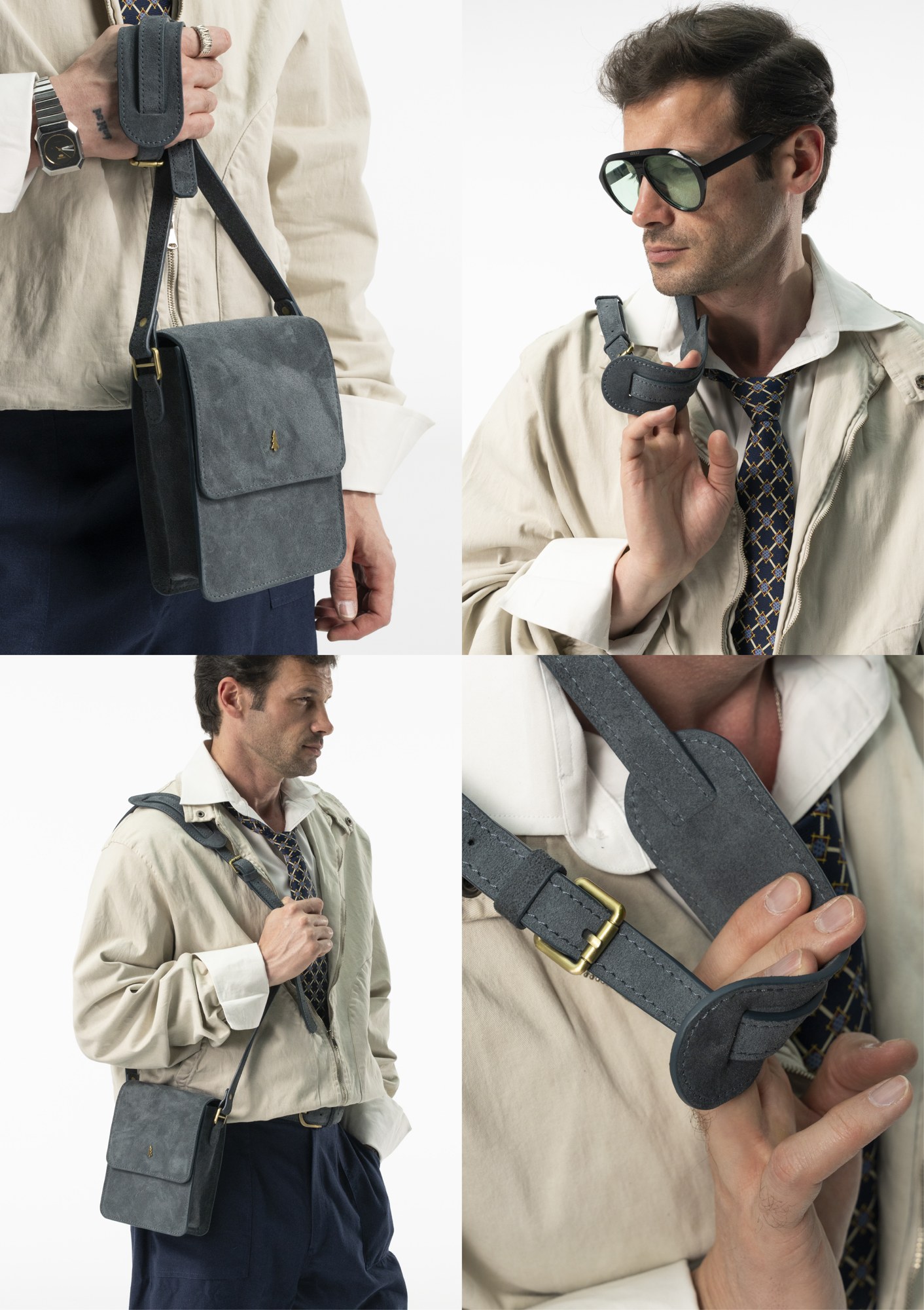 ARAS PINE Cielo Crossbody — editorial panels — leather crossbody bag, handmade in Türkiye