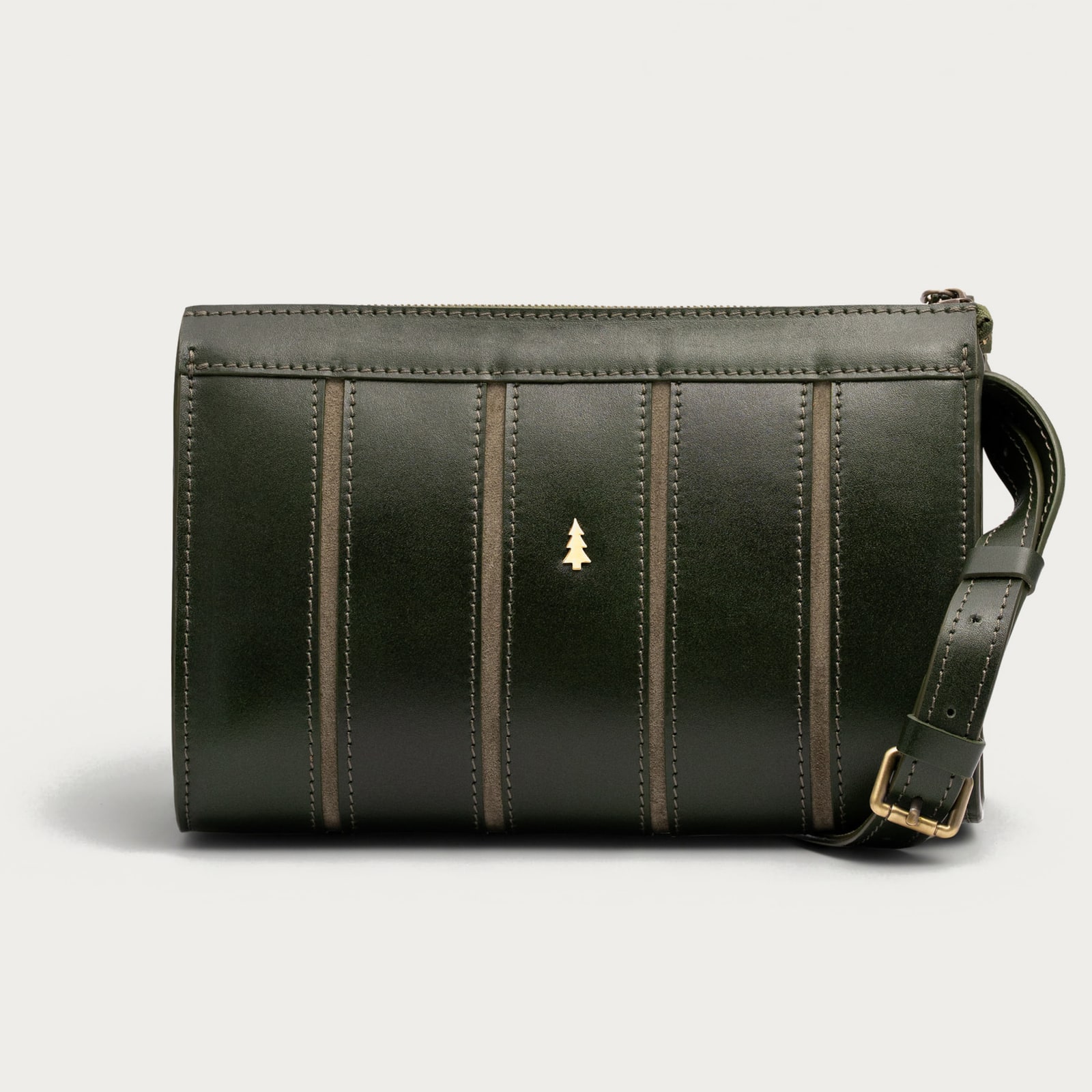 ARAS PINE Calder Clutch — forest green panelled — leather clutch, handmade in Türkiye