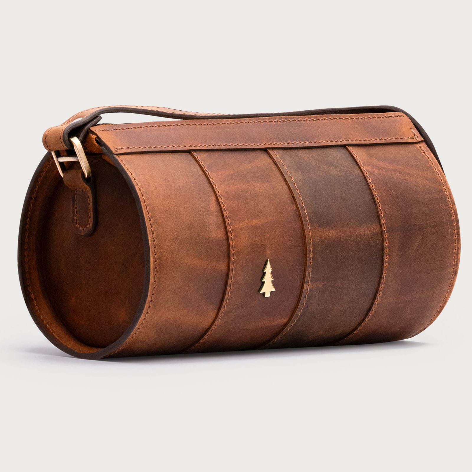 ARAS PINE Barca Crossbody — chestnut, side — leather crossbody bag (side view), handmade in Türkiye