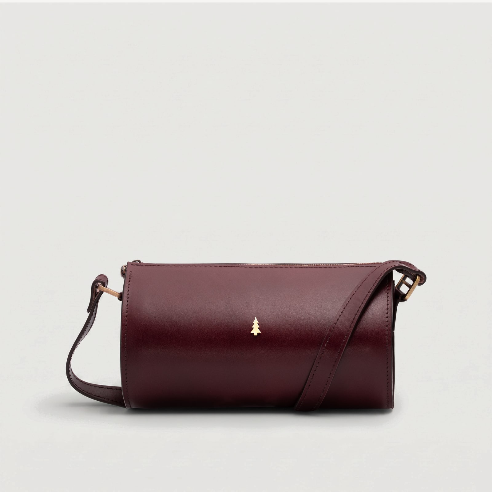 ARAS PINE Crossbody — burgundy barrel — leather crossbody bag, handmade in Türkiye