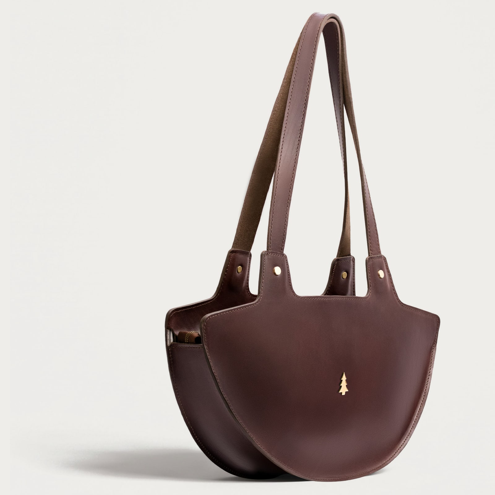 ARAS PINE Luna Handbag — burgundy, side — leather handbag (side view), handmade in Türkiye