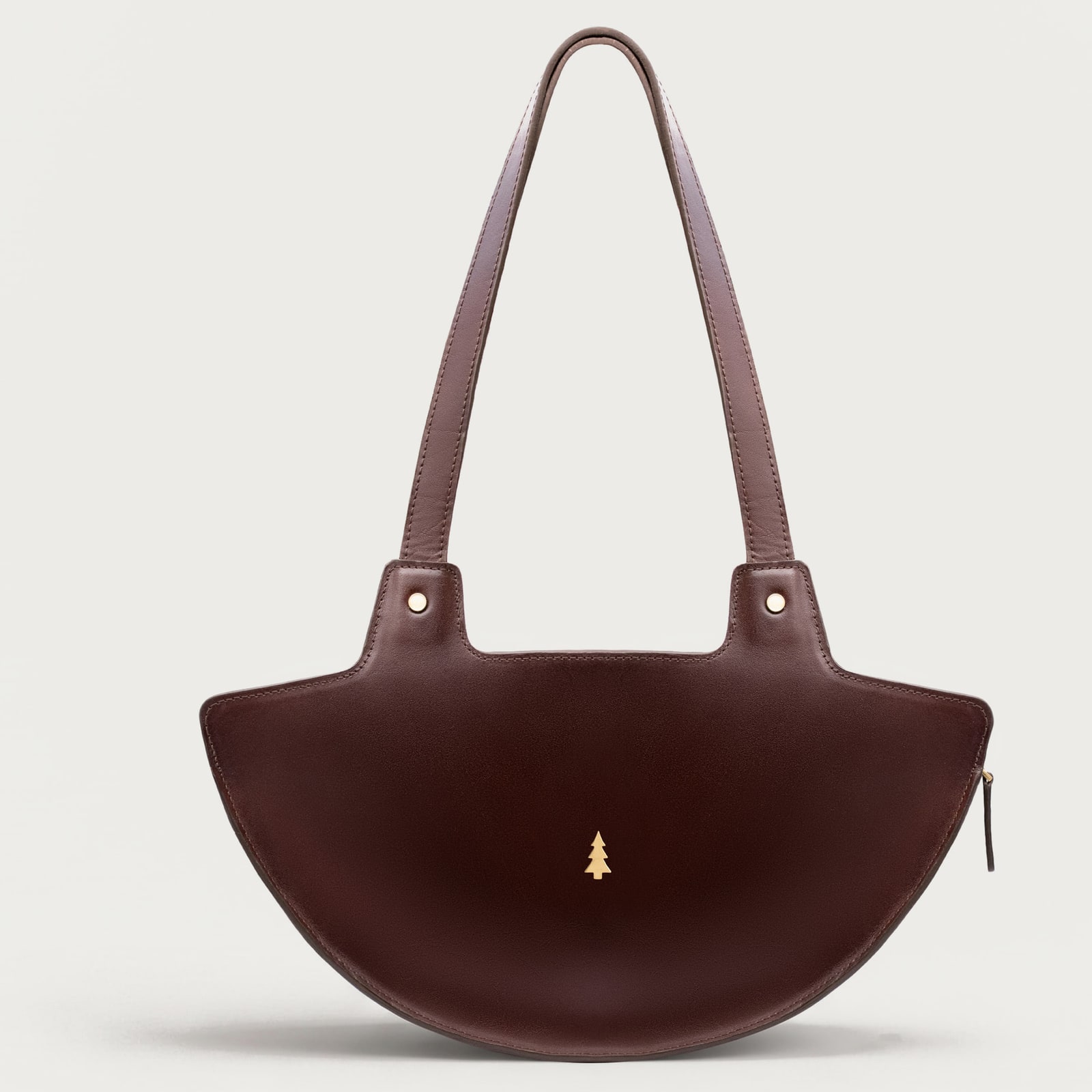 ARAS PINE Luna Handbag — burgundy half-moon silhouette — leather handbag, handmade in Türkiye