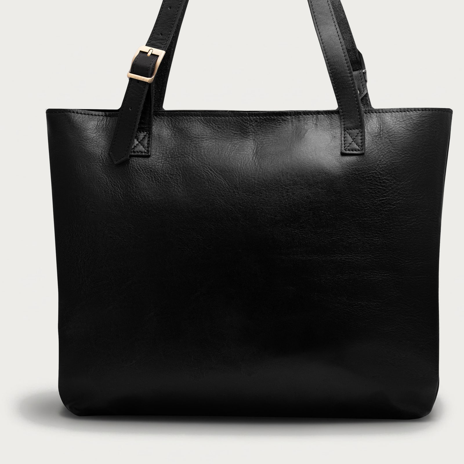 ARAS PINE Lorena Tote Bag — black, back — leather tote (back view), handmade in Türkiye