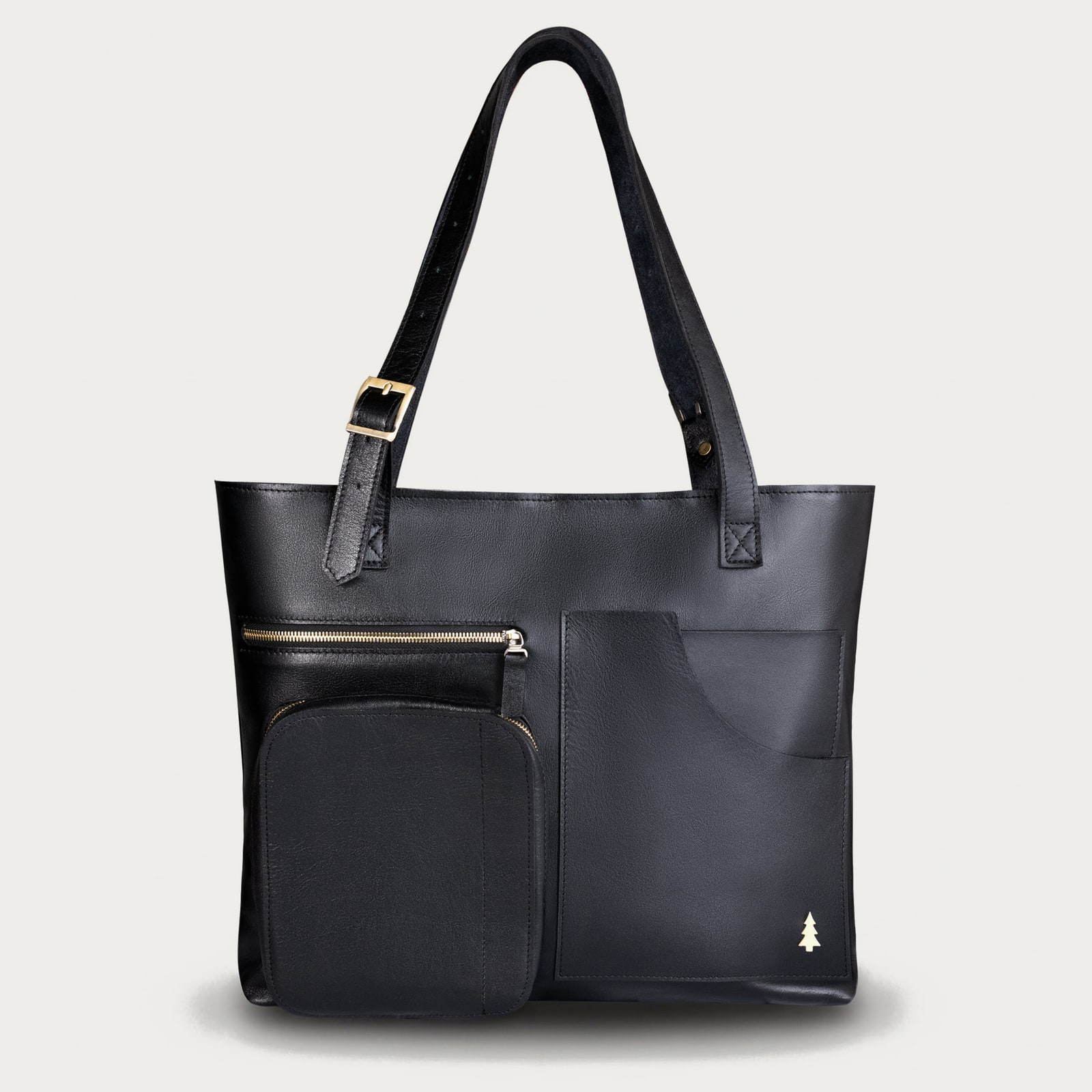 ARAS PINE Lorena Tote Bag — black — leather tote, handmade in Türkiye